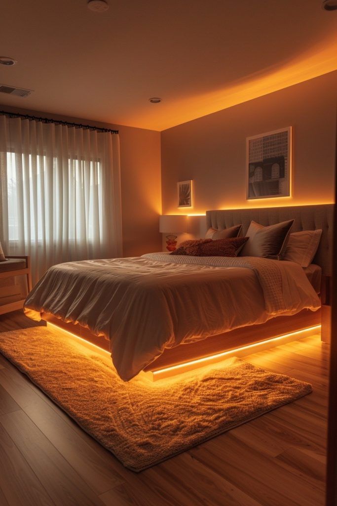 LED pásek PC Amber 1400K - 1600K - Oranžový led pásek v ložnici jako noční osvětlení